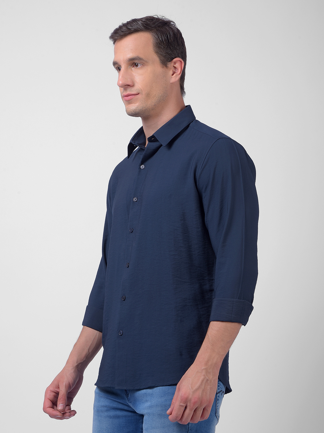 Numero Uno Men Navy Blue Regular Fit Shirt